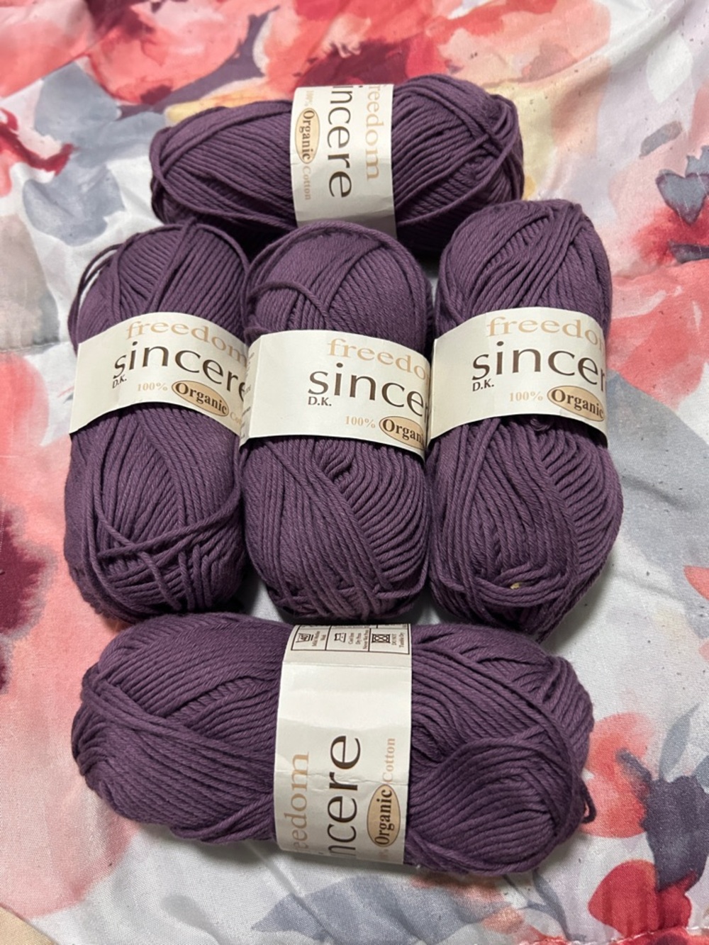 Freedom Sincere Organic Cotton DK Yarn — Deep Purple, 5 Skein Lot